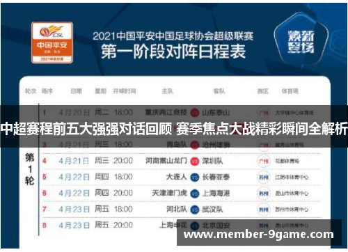 中超赛程前五大强强对话回顾 赛季焦点大战精彩瞬间全解析 中超赛程前五大强强对话回顾 赛季焦点大战精彩瞬间全解析